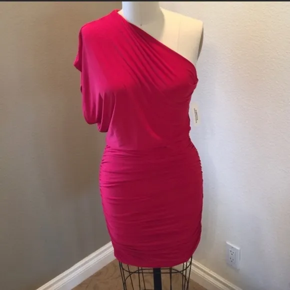 Symphony One Shoulder Red Cocktail Dress